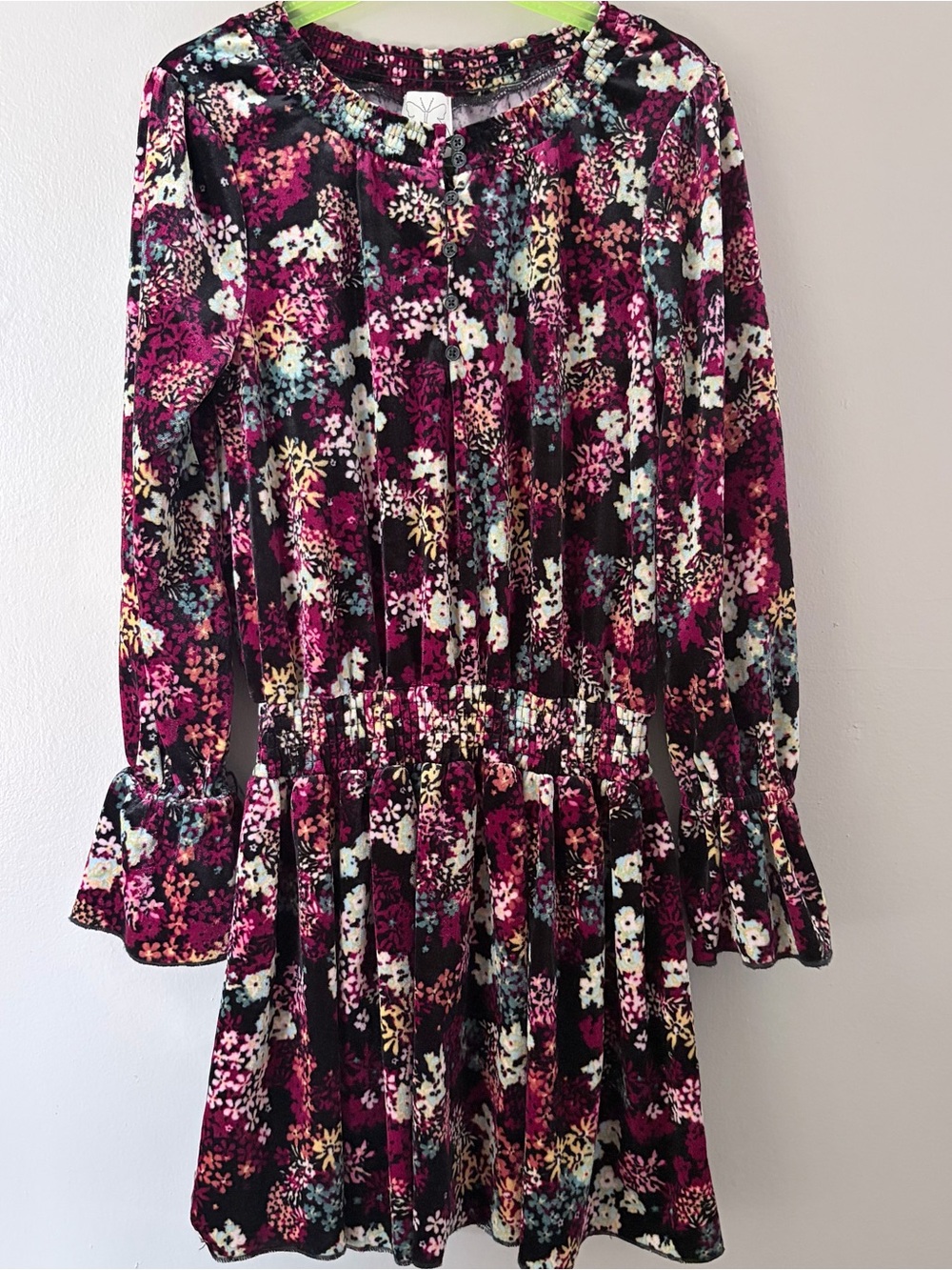 Ella Moss Girls Floral Velvet Dress Size 10 Long Sleeve